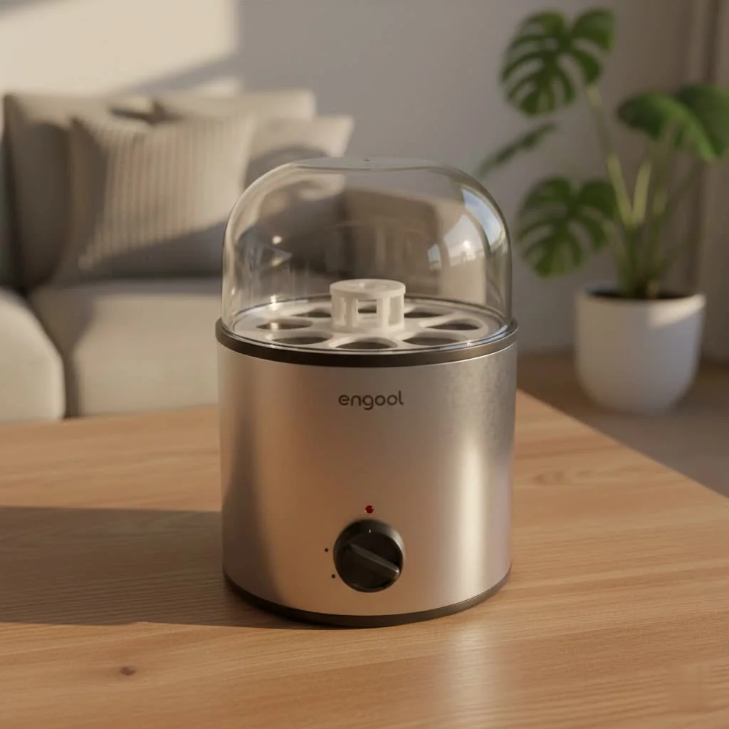 Stainless steel electric egg boiler with eggs